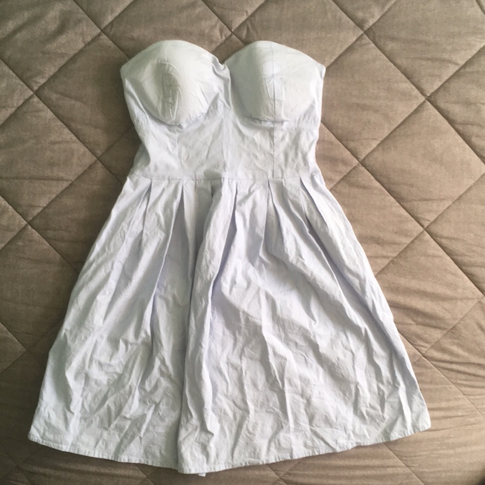 Baby blue strapless dress